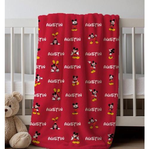 Mickey Mouse Blanket: Custom Name Sherpa Throw for Kids