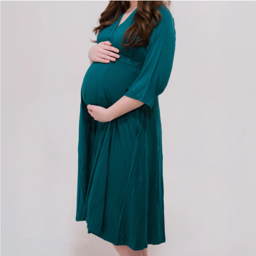Lila Labor & Postpartum Gown in Deep Teal