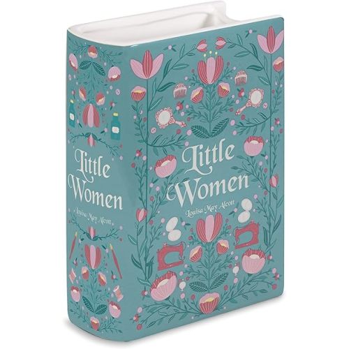Steel Mill & Co Original Large Book-Shaped Decorative Vase, Ceramic Vases for Home Decor, Cute Bookshelf Decor, Unique Vase for Book Lovers, Little Women
