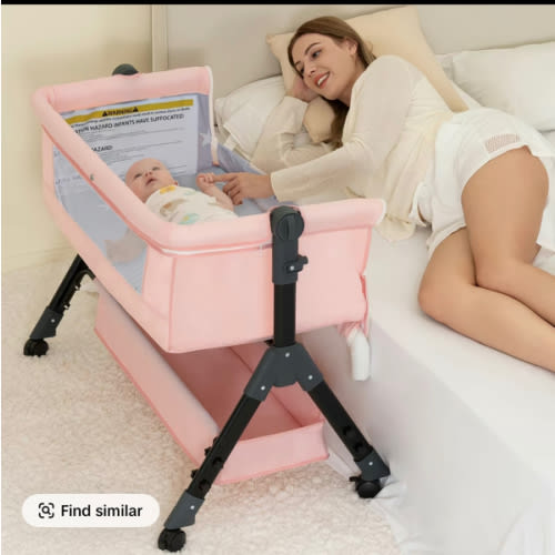 Baby Bassinet, Crib for Infant and Newborn, Bedside Sleeper with Storage Basket and Mosquito Net, Easy to Fold, Height Adjustable, Portable Side Bed Crib portable Baby Furniture - TikTok Shop