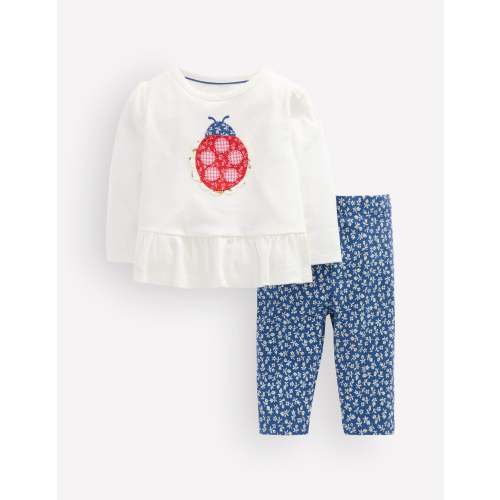 Appliqué Jersey Play Set-Ivory/Blue Ladybird