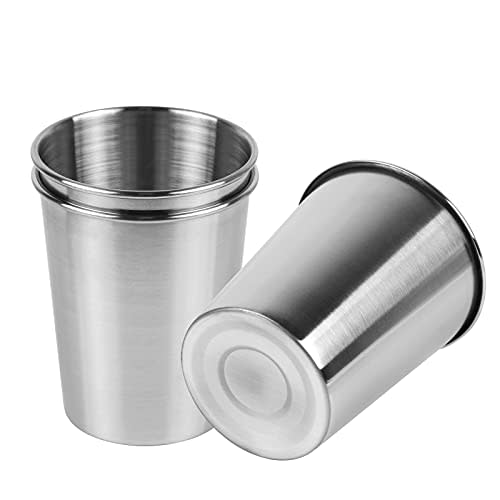 Teqooza 3 Pack 8 Ounce 230ml Stainless Steel Cups Shatterproof Pint Drinking Cups Metal Drinking Glasses for Kids and Adults, Pack of 3