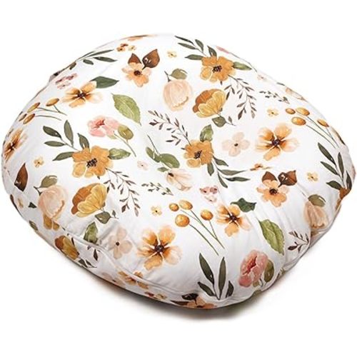 EFELIM Nest Sleeper Pillow with 100% Cotton Cover, Portable Lounger Pillow with Handle Lightweight Lounger Floor Seat Cushion for Home Travel (Flower,23.6 * 21.6'' (Cover+Liner))