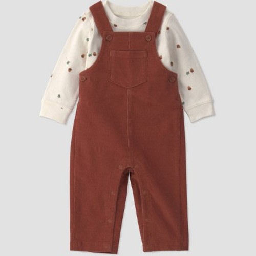 Carter's Just One You® Baby Boys' 2pc Long Sleeve Bodysuit and Cord Overalls Set - Brown 3M