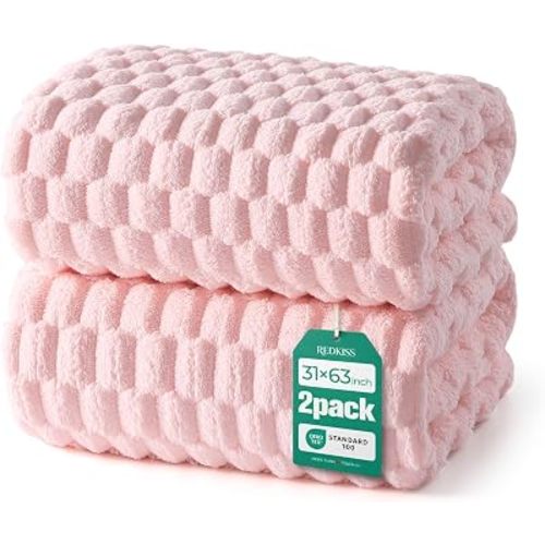 REDKISS Pink Microfiber Bath Towels Lagre, 30"x60" Super Absorbent Towels