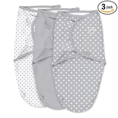 SwaddleMe by Ingenuity Original Swaddle, 100% Cotton, Improves Sleep & Calms Startle Reflex, 0-3 Months, 1.0 TOG, 3-Pack, Baby Swaddle Blanket - Criss Cross