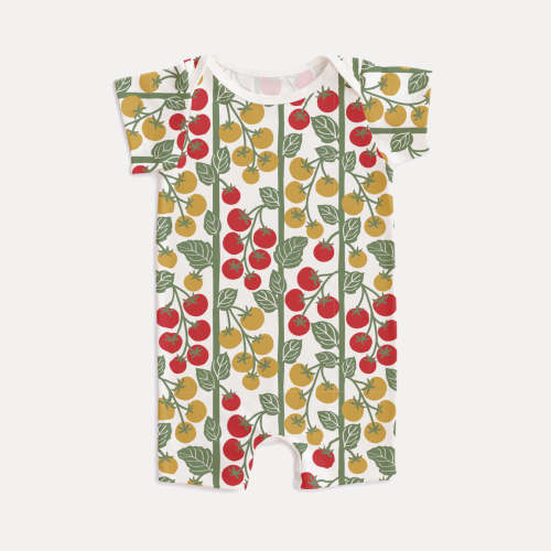 Short-Sleeve Baby Romper, Tomato Vines, 6 months