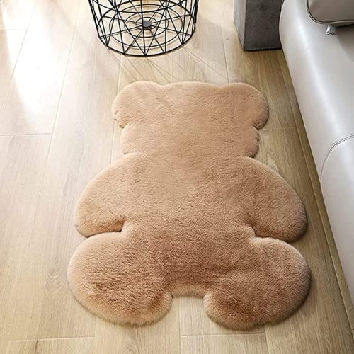 2ft Small Bear Shag Rug, Soft Fluffy Faux Sheepskin Fur Rug Fuzzy Shaggy Area Rug Cute Plush Carpet for Nursery Kids Girls Bedroom Room Aesthetic Living Room Floor Home Decor, Brown