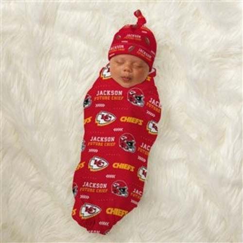 Kansas City Chiefs Personalized NFL Baby Hat & Receiving Blanket Set