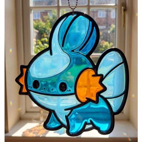 Mudkip Pkm Suncatcher | Fanmade Pokem0n Window Hanging | Anime Fan Art Decor | Cute Gamer Gift | Resin Art Charm