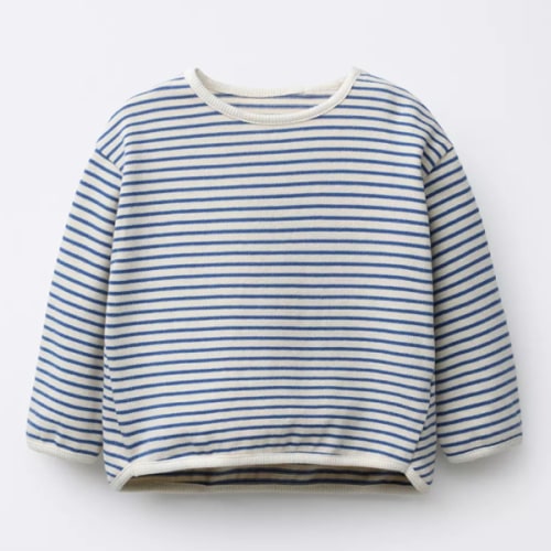 STRIPED T-SHIRT - Ecru / Blue | ZARA United States