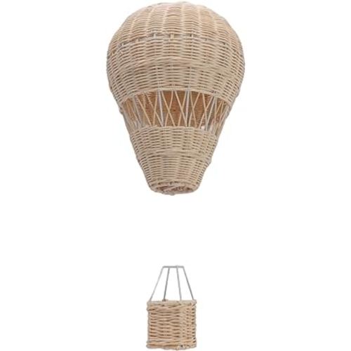 RXMORI Woven Hot Air Balloon, Handcrafted Rattan Weaving Wall Hanging Decoration, Floating the Skies Air Balloon Photo Prop for Kids Room Party