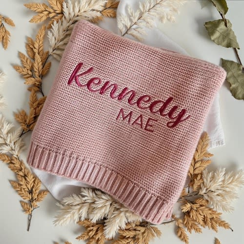 Personalized Baby Blanket, Embroidered Knit Baby Blanket, Custom Baby Name Blanket, Baby Shower Gift, Nursery Gift, Newborn Blanket