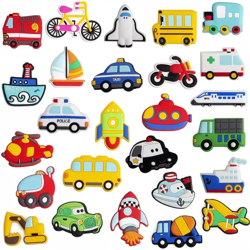 26PCS Transports Rubber Fridge Magnets for Kids- Aircraft, Boat, Vehicle, Car Refrigerator Magnet for Whiteboard - Educational Toy Tool School Prize Birthday Gift- Kids Over 6 Years