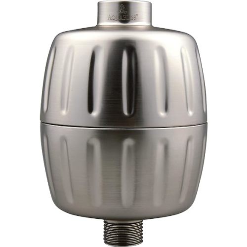 AquaBliss HEAVY DUTY Shower Filter – Latest Superior Advanced 30x Filtration - Universal Multi-Stage Shower Head Filter Reduces Chemicals, Chlorine & Odors - Brushed Nickel (SF500)