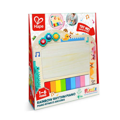 Hape Rainbow Rhythm Pixel Piano, Light Up Music Toy, Interactive Fun, Unisex, Toddlers Ages 12M+