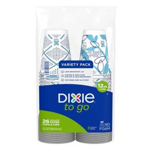 Dixie To Go Disposable Hot Cups & Lids - 12oz
