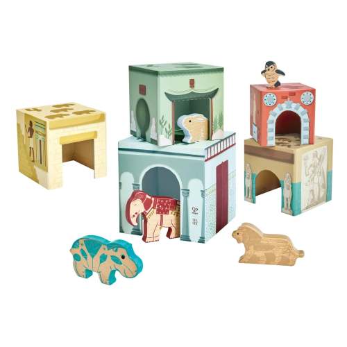 Hape x The Met The Halls of The Met – Art-Inspired Nesting & Stacking Block Set with Animal Friends, Ages 18-36M