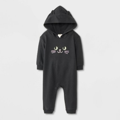 Baby Halloween Cat Hooded Romper - Cat & Jack™ Black 12M