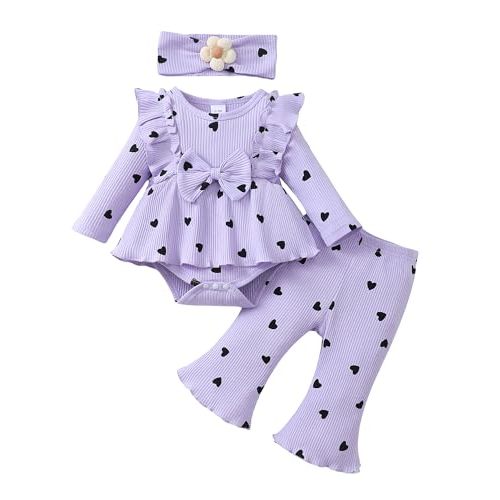 Newborn Baby Girl Clothes Fall Winter Infant Girl Outfits Preemie Girls Bell Bottoms Pants Set Cute Headband