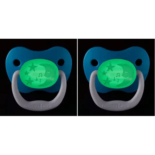 Amazon Brand - Mama Bear Glow-in-The-Dark Baby Pacifier, Stage 2 (6-12M), BPA Free, Assorted Colors, 4 Count (Pack of 2)