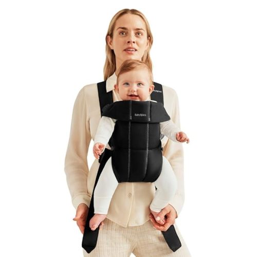BabyBjörn Baby Carrier Mini, Black, Woven | Newborn Carrier (7-15 lbs), Ergonomic, Easy-to-Use