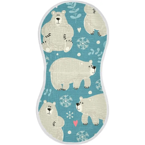 Polar Bear Unisex Baby Burp Cloths Set of 4, Soft Absorbent Organic Cotton Muslin Burping Cloths for Newborn Boys and Girls