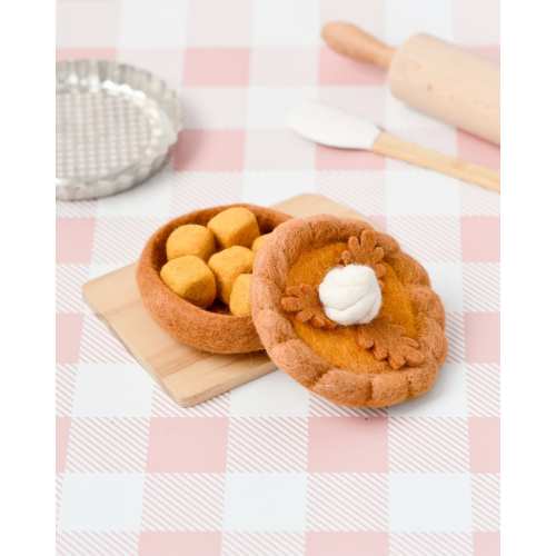 Felt Pumpkin Pie Play Food Set | Felt Food for Pretend Play | Felt Pies for Counting and Sorting | Play Food Sets | Halloween, Harvest, Fall