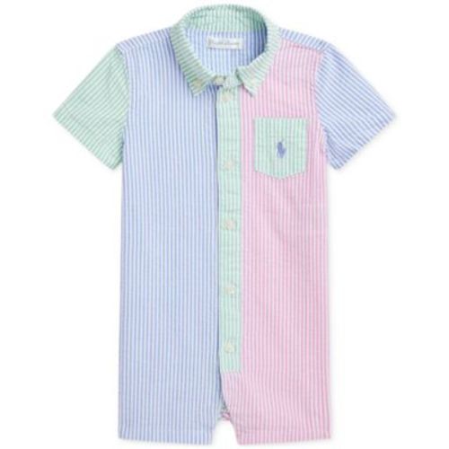 Baby Boys Color-Blocked Seersucker Shortall