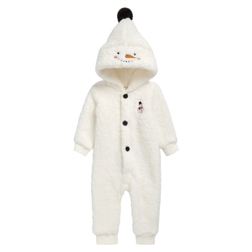 Snow Cute Snowman Fleece Hooded Romper