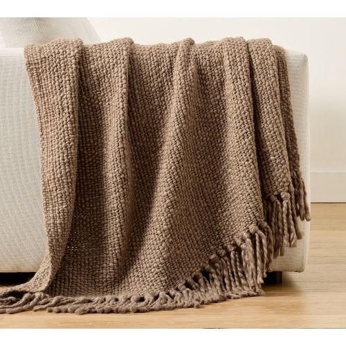 Textured Basketweave Knit Throw