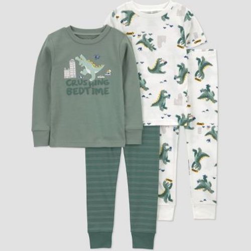 Carter's Just One You® Toddler Boys' 4pc Cotton Snug Fit Dinosaur Pajama Set - Green 2T