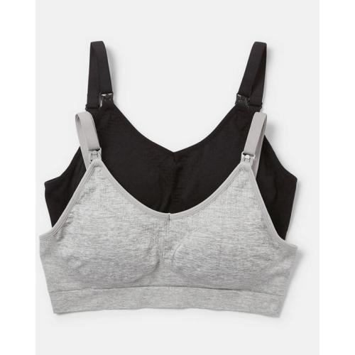 2 Pack Maternity Wirefree Seamfree Crop - Black, Grey - 18