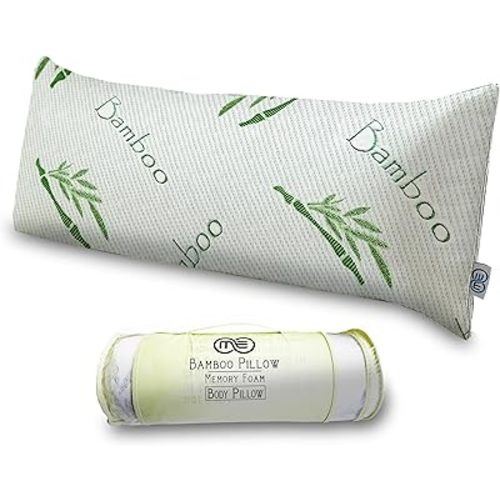 OMEO Full Rayon Bamboo Fiber Pillow Memory Foam Body Pillow for Side Sleeper, Huggable Long Body Pillow for Adults with Washable Pillowcase with Zipper, 20x54 Inch