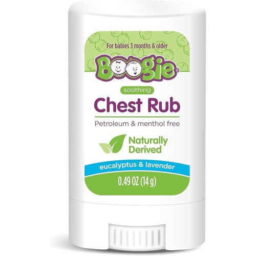 Boogie Chest Rub Stick for Soothing Relief, Petroleum-Free, USDA Organic, Naturally Derived, Soothing Eucalyptus and Lavender, 0.49 oz (Pack of 1)
