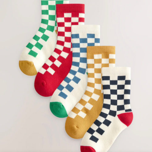 Buy Ecru Bright Checkerboard Cosy Terry Cotton Rich Socks 5 Pack from Next USA