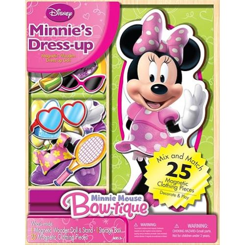 Bendon Disney Minnie Mouse Wooden Magnetic Playset, 25-Piece