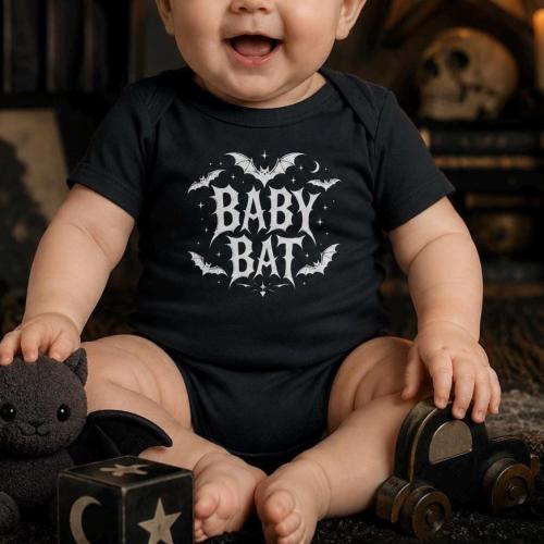Baby Bat Onesie, Goth Baby Bodysuit, Spooky Baby Outfit, Halloween Baby Clothes, Toddler Sizes Available, Alternative Baby Shower Gift