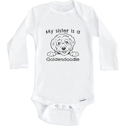My Sister is A Goldendoodle Cute Dog Breed One Piece Baby Bodysuit (Long Sleeve)