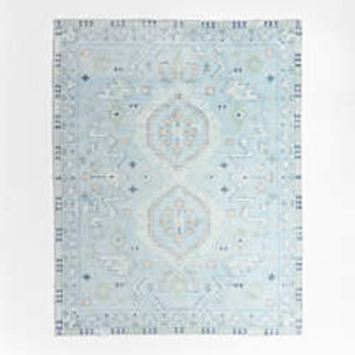 Ember Blue Floral Washable Area Rug 4'x6'