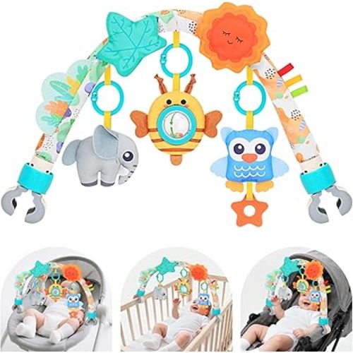 Car Seat Toys for Babies 0-6 Months,Arch Stroller Toys for Infant 0-6 Months,Mobile for Bassinet Bouncer Hanging Toys Fit for Crib,Stroller,Car Seat Shower Gifts for Baby 6-12 Months(Animals)