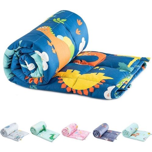 Sivio Weighted Blanket - All-Natural 100% Cotton Weighted Blanket 5 lbs 36 x 48 inches, Washable Breathable Heavy Blanket for Calm Sleeping for Home and School Nap, Blue Dinosaur