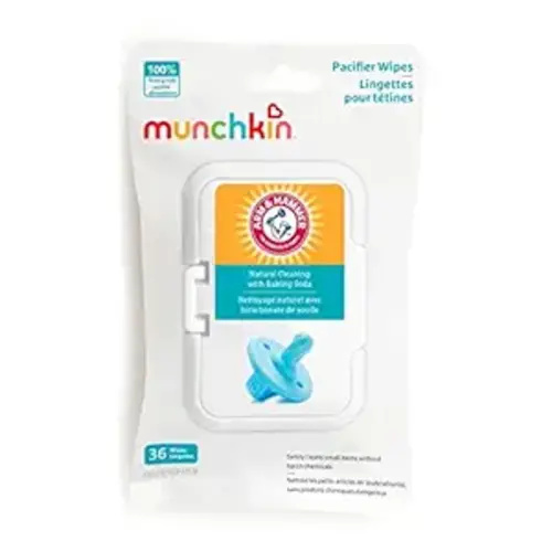 Munchkin Arm & Hammer Pacifier Wipes - Safely Cleans Breast Pump Parts and Feeding Essentials for Baby and Toddler, 1 Pack, 36 Wipes