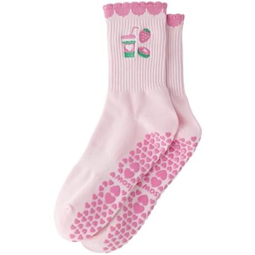 Yawlsow Pilates Grip Socks for Women Yoga Grippy Socks Cute Barre Non Skid Athletic Crew Sticky Sock Workout Hospital