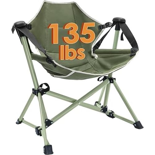 Kids Hammock Chair - Adjustable Folding Chair with Stand, Portable for Camping, Travelling and Patio, Green, Supports 135 LBS