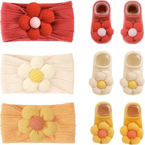 Baby Flower Headband and Socks Set for Toddler Newborn Infant Girl