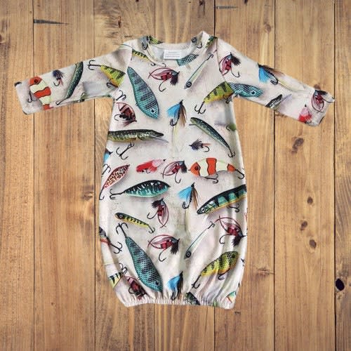 Newborn Fishing Gown, Fishing Romper, Nightgown