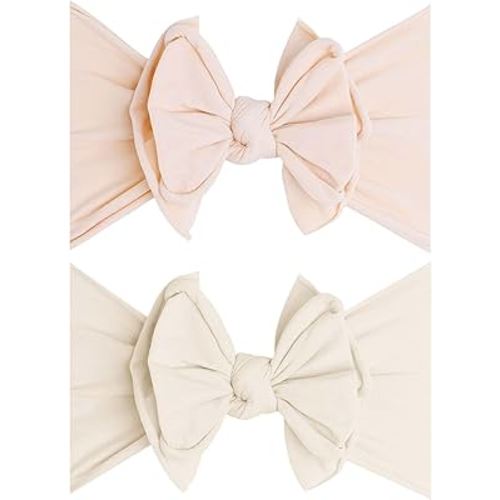 Baby Bling 2PK FAB-BOW-OUS®: petal + oatmeal