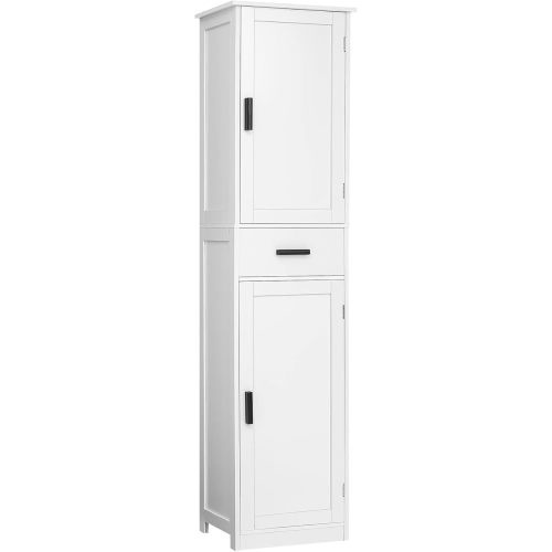 usikey 67'' Tall Bathroom Cabinet, Storage Cabinet with 4 Shelves & 2 Doors, Narrow Storage Cabinets for Bathroom, Living Room, Home Office, White