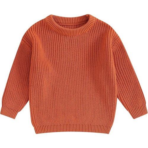 fhutpw Baby Boy Girl Pullover Sweater 3 6 12 18 Months Knit Clothes Unisex Toddler 2T 3T 4T Fall Winter Warm Long Sleeve Tops